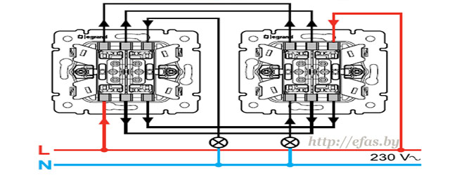 Схема подключения двухклавишного проходного выключателя schneider electric atlas design