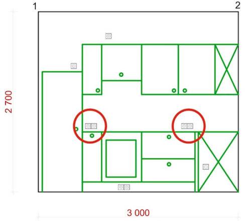 Правильное расположение розеток в кухне