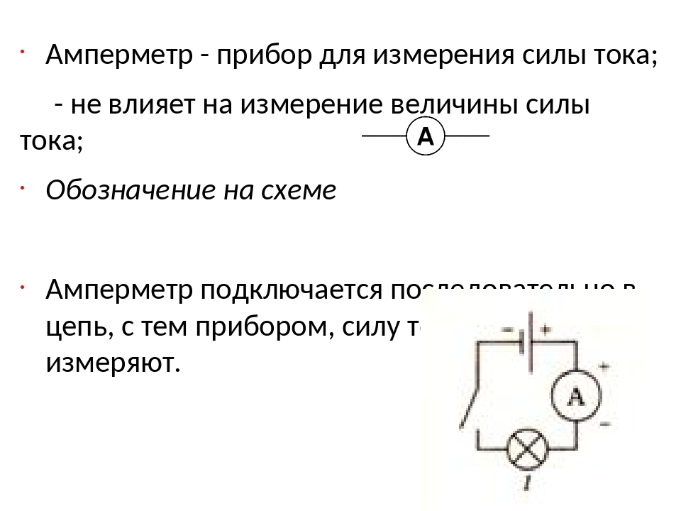 Как обозначается амперметр на схеме