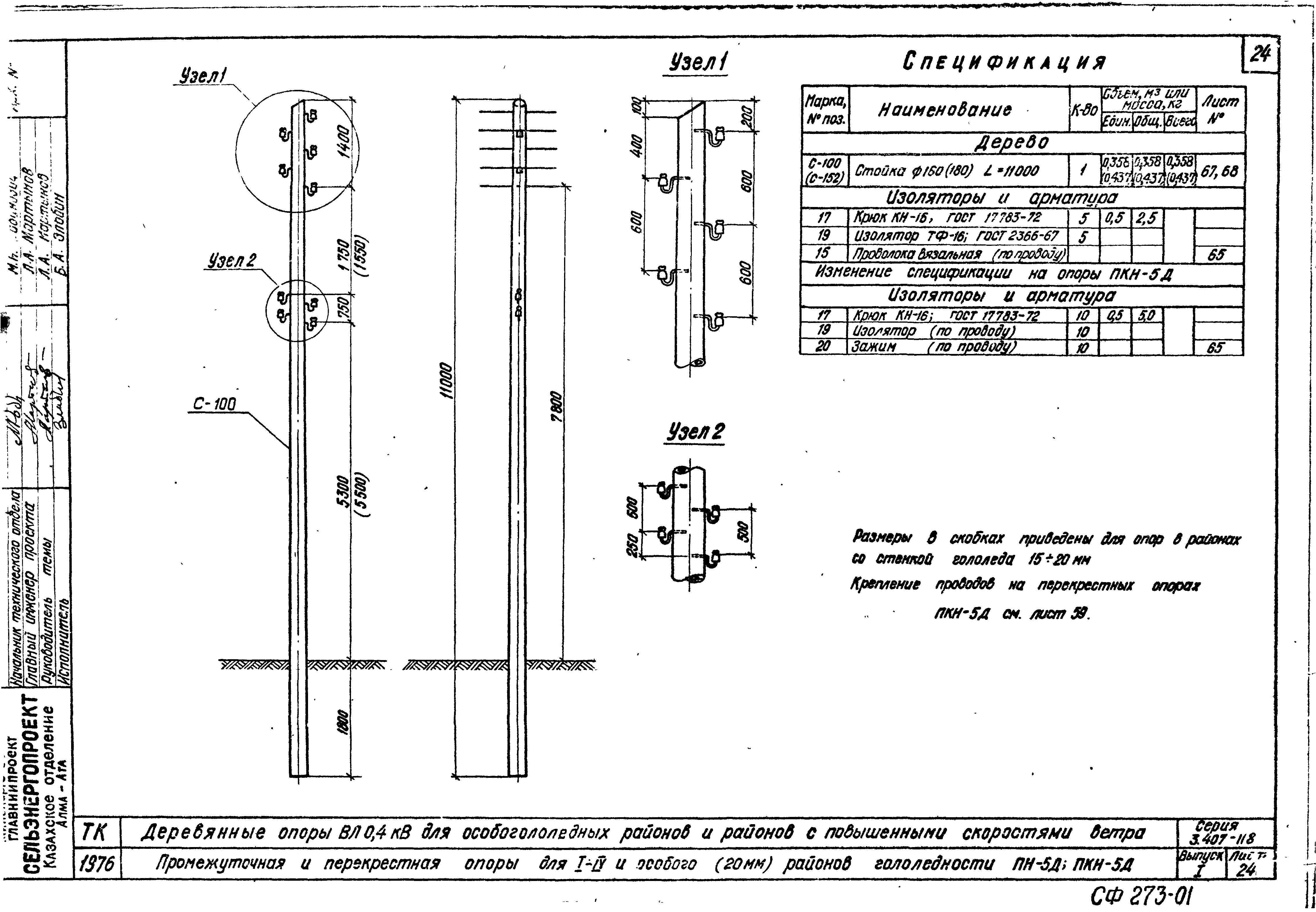 Размеры столба