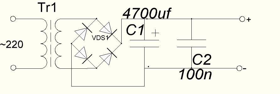 Схема выпрямителя с конденсатором