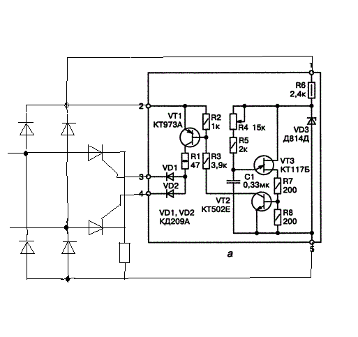 Импульсное управление тиристором схема