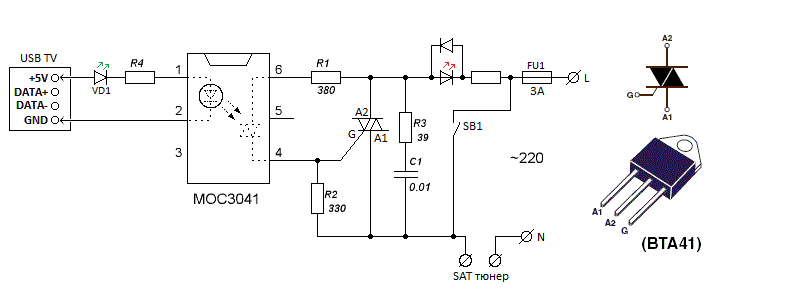 Схема включения bta41 600