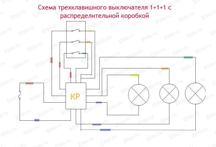 Схема проводки с распределительными коробками