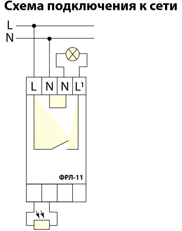 Схема шкафа наружного освещения с фотореле