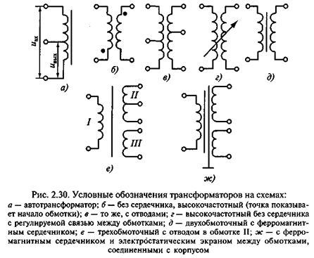 Понижающий трансформатор на схеме электрической