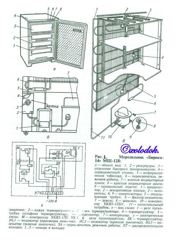Схема холодильника бирюса