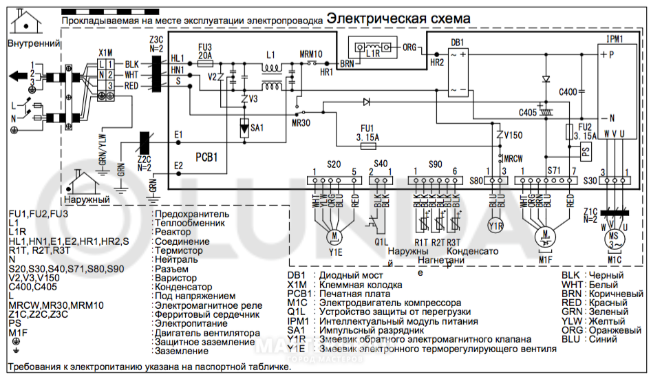 Электрическая схема кондиционера сплит системы