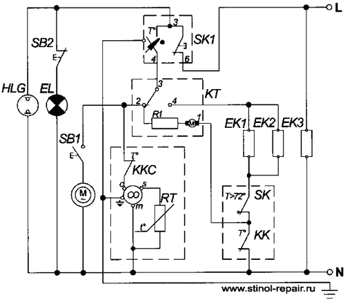 Электрическая схема холодильника стинол