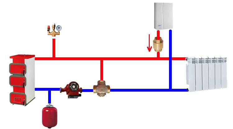 Схема отопления с электрокотлом и насосом