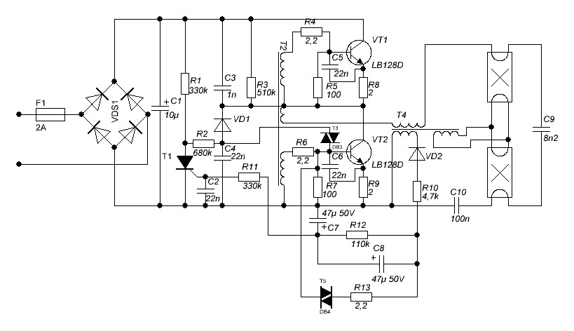 Балласт для люминесцентных ламп схема электронный схема