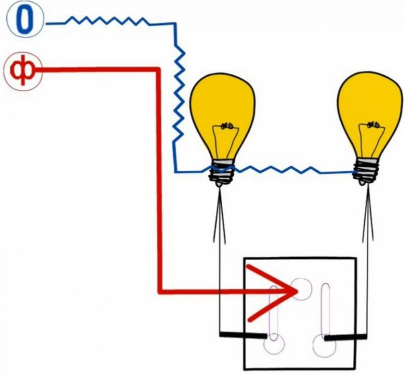 Две лампочки. Схема подсоединения двойного выключателя на 2 лампочки. Схема включения двойного выключателя на две лампочки. Схема подключения двухклавишного выключателя на 2 лампочки. Схема подключения двойного переключателя на 2 лампочки.