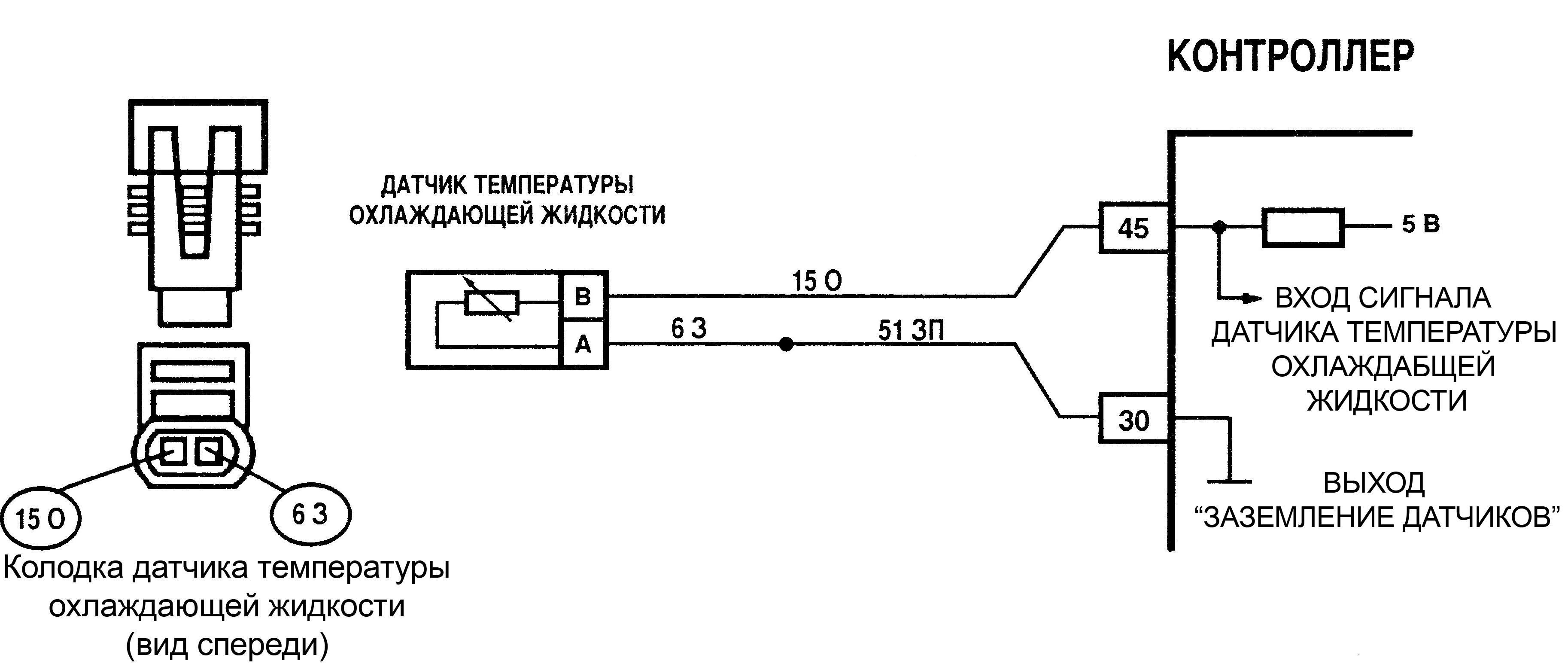 Схема подключения температурного датчика