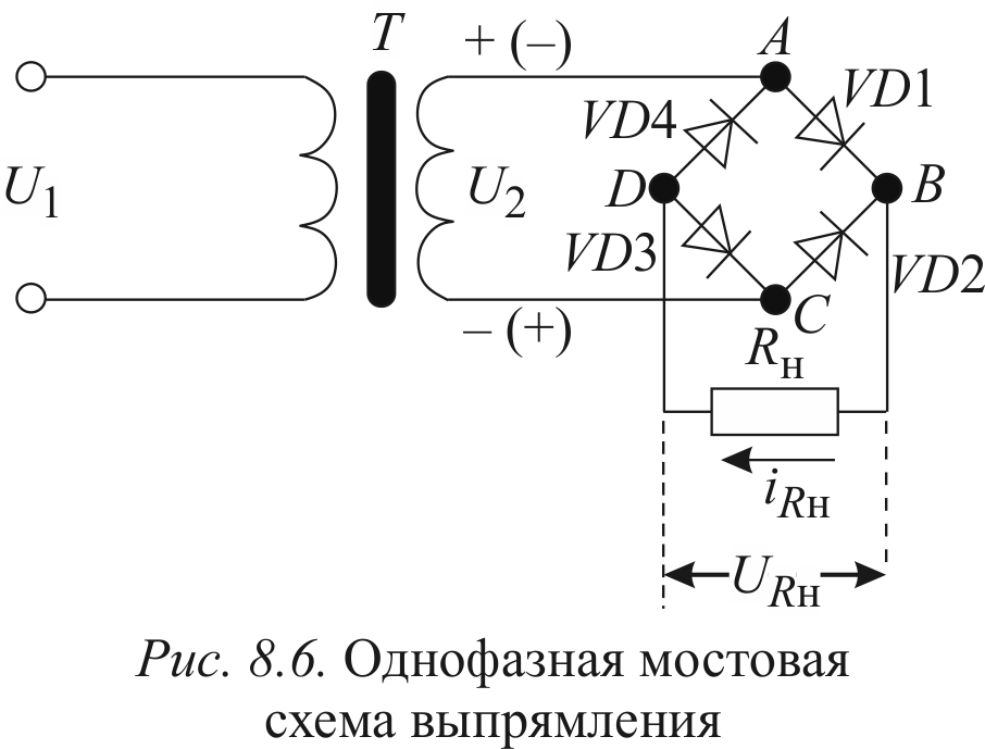 Однофазный диодный мост схема