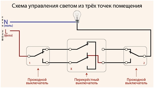 Схема подключения двойного выключателя на две