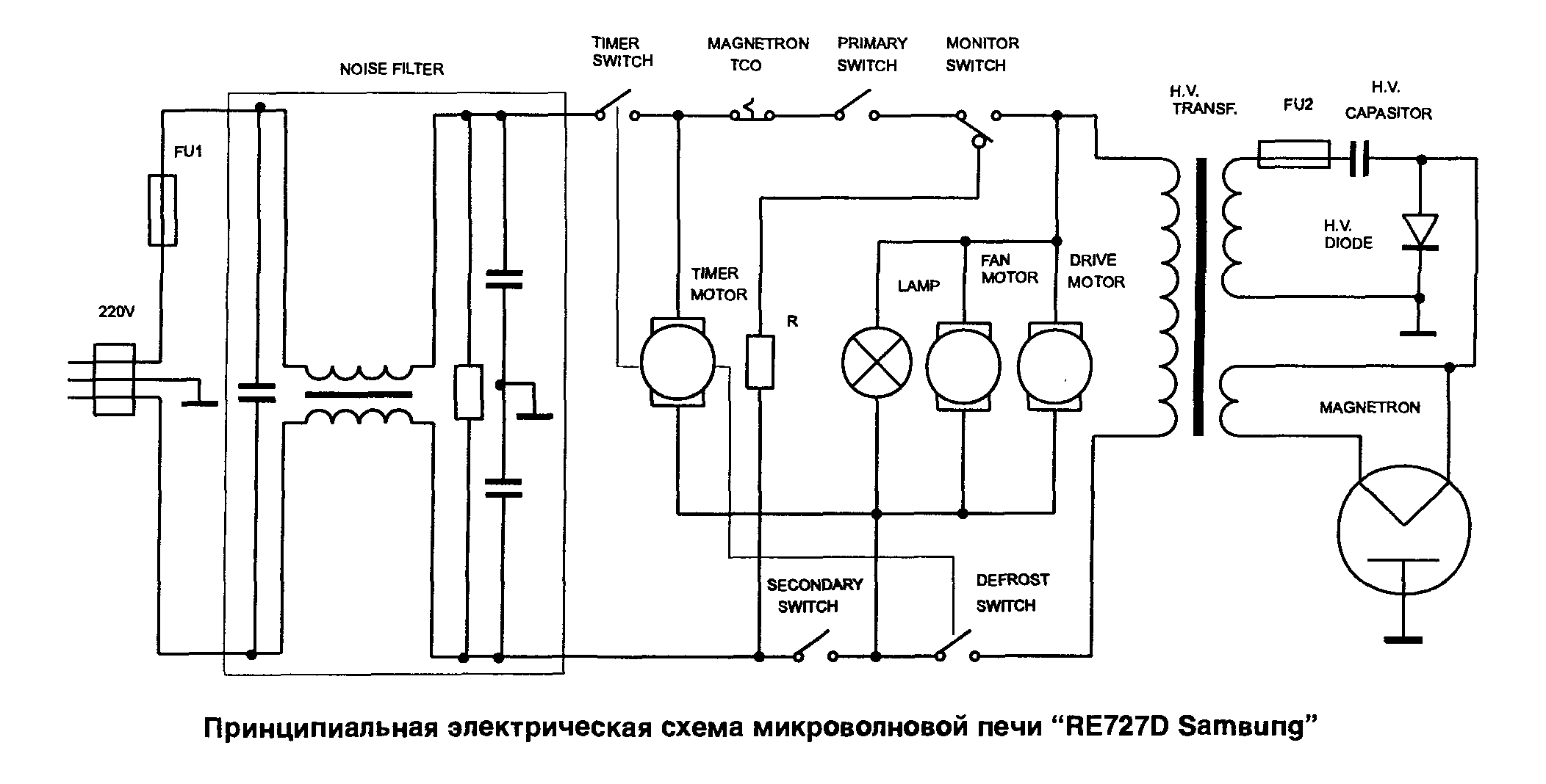 Свч печь sharp схема