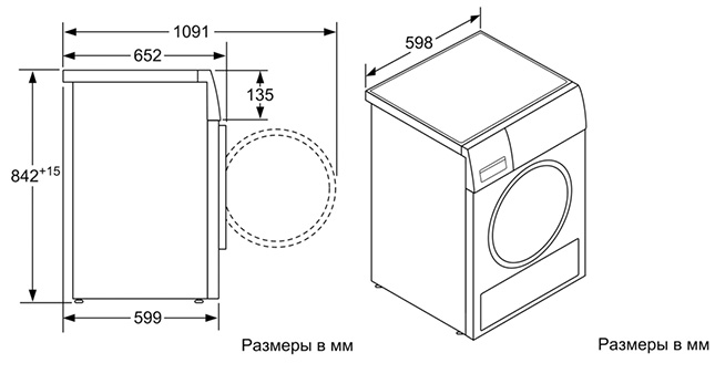 Размер сушильной машины стандарт