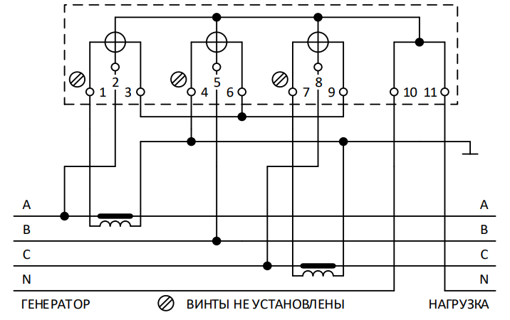 Схема учета электроэнергии с трансформаторами тока